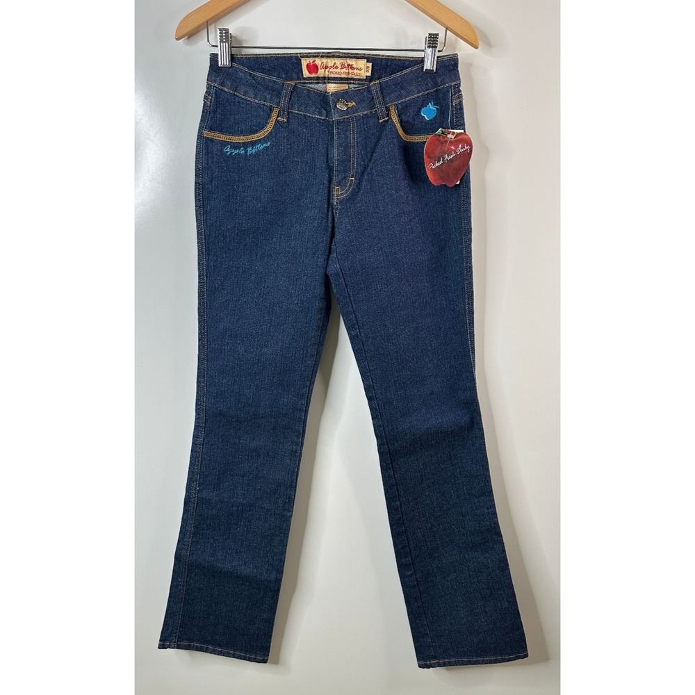 NWT Apple Bottoms Jeans Size 5/6 Low 27" Waist Dark Wash Y2K Apple Pocket Denim - Picture 11 of 13